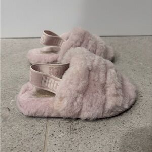 Kids UGG Soft Pink Fluffy slippers sandals